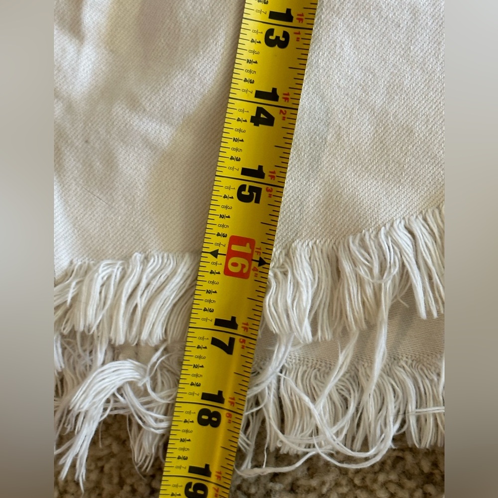 A1-#12 Free People High Waisted Coconut Denim Skirt Asym. Raw Hem Off White - Picture 15 of 15